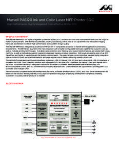 Marvell PA6120 Ink and Color Laser MFP Printer SOC High Performance, Highly Integrated, Cost-effective Printer SOC PRODUCT OVERVIEW The Marvell® 88PA6120 is a highly integrated system-on-a-chip (SOC) solution for color 