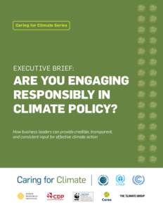 Caring for Climate Series  EXECUTIVE BRIEF: ARE YOU ENGAGING RESPONSIBLY IN