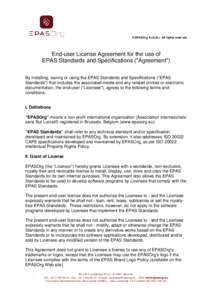 License Agreement for the use of EPAS Standards and Specifications ("Agreement")