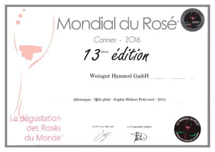 Diplome Mondial du Rosé® 2016
