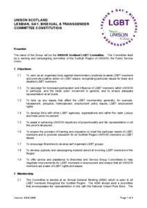 UNISON SCOTLAND LESBIAN, GAY, BISEXUAL & TRANSGENDER COMMITTEE CONSTITUTION