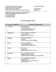 Workshop on Civil Registration and Vital Statistics for SADC region, list of participants