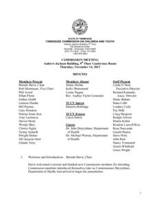 STATE OF TENNESSEE  TENNESSEE COMMISSION ON CHILDREN AND YOUTH Andrew Jackson Building, 9th Floor 502 Deaderick Street Nashville, Tennessee[removed]