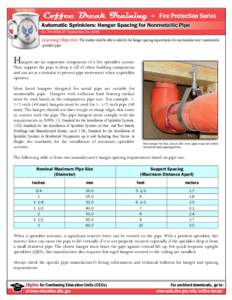 Automatic Sprinklers: Hanger Spacing for Nonmetallic Pipe