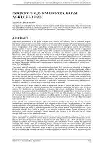 Good Practice Guidance and Uncertainty Management in National Greenhouse Gas Inventories  I NDIR EC T N 2 O EMI SS ION S FROM AGR ICU LTUR E A CK NO WL E D GEM EN T S This paper was written by Cindy Nevison with the supp