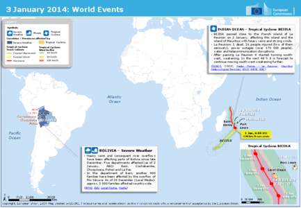 3 January 2014: World Events Legend Symbols Severe Weather