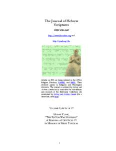 The Journal of Hebrew Scriptures ISSN[removed]