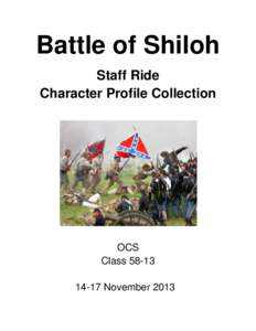 Battle of Shiloh Staff Ride Character Profile Collection OCS Class 58-13