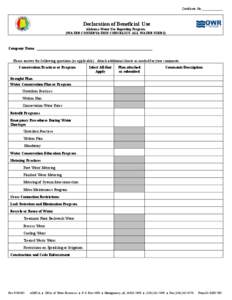 Certificate No.____________  Declaration of Beneficial Use Alabama Water Use Reporting Program (WATER CONSERVATION CHECKLIST- ALL WATER USERS)