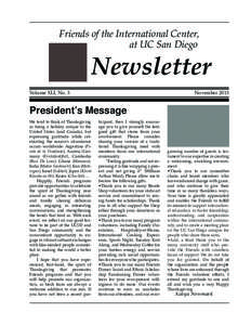 Friends of the International Center, at UC San Diego Newsletter  Volume XLI, No. 3