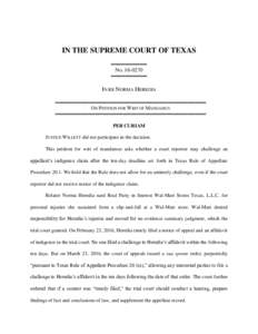 IN THE SUPREME COURT OF TEXAS ══════════ No ══════════