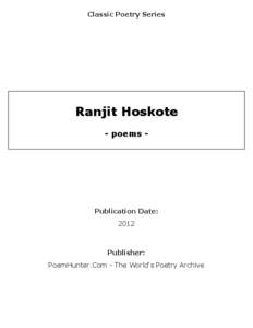 Classic Poetry Series  Ranjit Hoskote