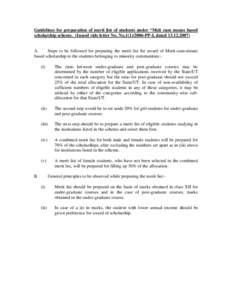 Guidelines for preparation of merit list of students under “Meit-cum-means Scholarships Scheme