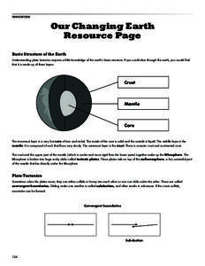 resources  Our Changing Earth Resource Page Basic Structure of the Earth Understanding plate tectonics requires a little knowledge of the earth’s basic structure. If you could slice through the earth, you would find
