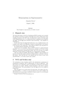 Memorandum on Supersymmetry Alejandro Rivero∗ August 1, 2005 Abstract Some thoughts on supersymmetry, for further research