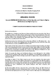 DIALOGUE SEMINAR Freedom of Religion: A Fundamental Right in a Rapidly Changing World 30 March 2012, Brussels, Berlaymont, room 7  SPEAKING POINTS