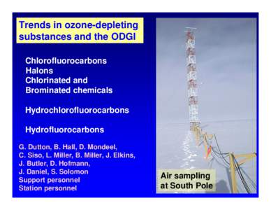 Trends in ozone-depleting substances and the ODGI Chlorofluorocarbons Halons Chlorinated and Brominated chemicals