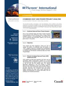 Training Module  COMBINED HEAT AND POWER PROJECT ANALYSIS SPEAKER’S NOTES