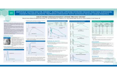 DepoFoam® Bupivacaine (DB; EXPAREL™ ; Bupivacaine Liposome Extended-Release Injectable Suspension) Exhibits Pharmacokinetic Properties Consistent With Sustained-Release Characteristics 200  Deedee Hu1; Neil Singla2; L