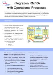 Integration RM/RA with Operational Processes Risk Management and Risk Assessment are vital processes for the establishment of security in an organization. The effectiveness of the Risk Management process highly depends o