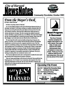 City of Harvard  NewsNotes Community Newsletter, October 2003
