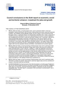 PRESS EN Council of the European Union  COUNCIL CONCLUSIONS