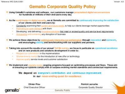 Gemalto Corporate Quality Policy