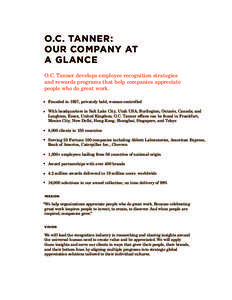 O.C. Tanner: Our Company at a Glance