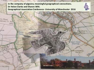 In the company of pigeons; meaningful geographical connections. Dr Helen Clarke and Sharon Witt. Geographical Association Conference- University of Manchester 2016 Welcome to the #pigeongeography workshop