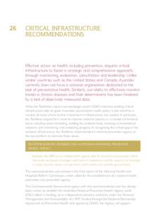 26  CRITICAL INFRASTRUCTURE Recommendations  Effective action on health, including prevention, requires critical