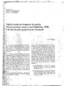 Redescripcion de la especie Anopheles (Nyssorhynchus) nunez-tovari Gabaldon, 1940, y su distribucion geografica en Venezuela.