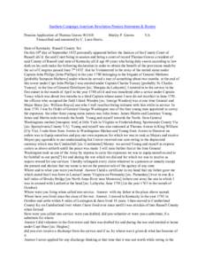 Southern Campaign American Revolution Pension Statements & Rosters Pension Application of Thomas Graves W1418 Transcribed and annotated by C. Leon Harris. Marley P. Graves