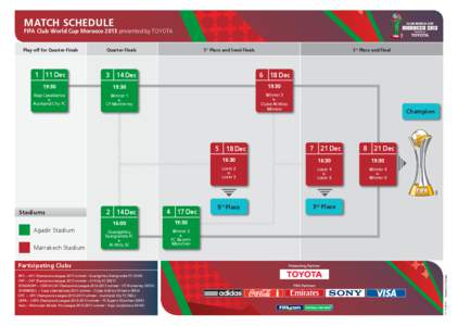 MATCH SCHEDULE  FIFA Club World Cup Morocco 2013 presented by TOYOTA Play-off for Quarter-Finals  Quarter-Finals