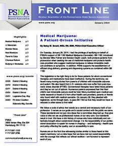 Front Line Member Newsletter of the Pennsylvania State Nurses Association w w w . p s na.org January 2014