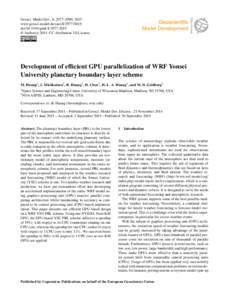 Geosci. Model Dev., 8, 2977–2990, 2015 www.geosci-model-dev.netdoi:gmd © Author(sCC Attribution 3.0 License.  Development of efficient GPU parallelization of WRF Yonsei