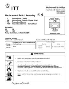 McDonnell & Miller Installation & Maintenance Instructions MM-706(A)  Replacement Switch Assembly