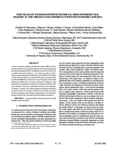 VERY SHALLOW WATER BATHYMETRY RETRIEVAL FROM HYPERSPECTRAL IMAGERY AT THE VIRGINIA COAST RESERVE (VCR’07) MULTI-SENSOR CAMPAIGN †Charles M. Bachmann, †Marcos J. Montes, †Robert A. Fusina, ††Christopher Parris