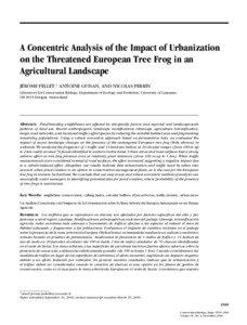 A Concentric Analysis of the Impact of Urbanization on the Threatened European Tree Frog in an Agricultural Landscape