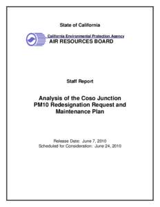 Staff Report: Coso Junction PM10 Maintenance Plan