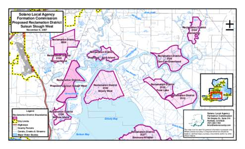 ¦Agency ¨ § Solano Local Formation Commission Proposed Reclamation District