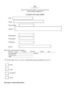 Microsoft Word - Patient Intake Form.doc