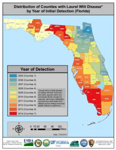 Distribution of Counties with Laurel Wilt Disease* by Year of Initial Detection (Florida) Escambia Santa Rosa