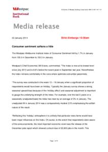 A division of Westpac Banking Corporation ABN[removed]Media release Strict Embargo 10:30am  22 January 2014