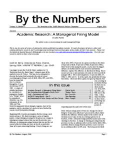 By the Numbers Volume 14, Number 3 The Newsletter of the SABR Statistical Analysis Committee  August, 2004