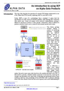 Application Note: An Introduction to OCP  An Introduction to using OCP on Alpha Data Products APP NOTE 001 (V0.1) MARCH 3, 2009