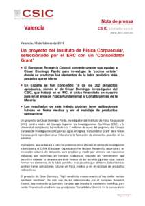 Nota de prensa  Valencia CSIC comunicación ww w. d ic v. c s ic . es