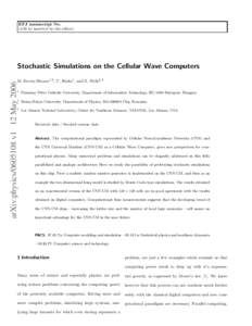 EPJ manuscript No. (will be inserted by the editor) Stochastic Simulations on the Cellular Wave Computers  arXiv:physicsv1 12 May 2006