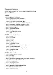 Regulation of Parliament Whereas Parliament in session on 2 and 3 September 1993 approved the following: Regulation of Parliament