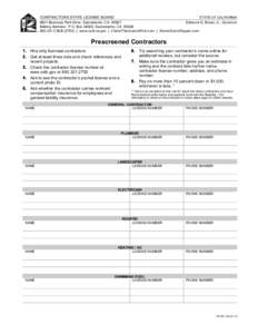 CONTRACTORS STATE LICENSE BOARD  © STATE OF CALIFORNIA