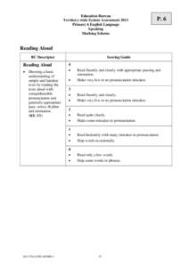 Education Bureau Territory-wide System Assessment 2013 Primary 6 English Language Speaking Marking Scheme